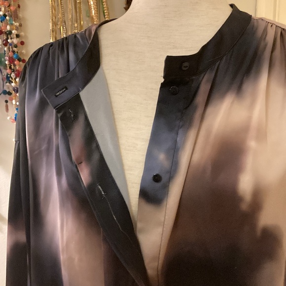 H&M Cloud Sunset Watercolor Tie Waist Shirt Dress XXL - Picture 8 of 16